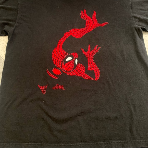 Vintage Spider-Man Big Print Felt Graphic Tee Sz L - Picture 2 of 6